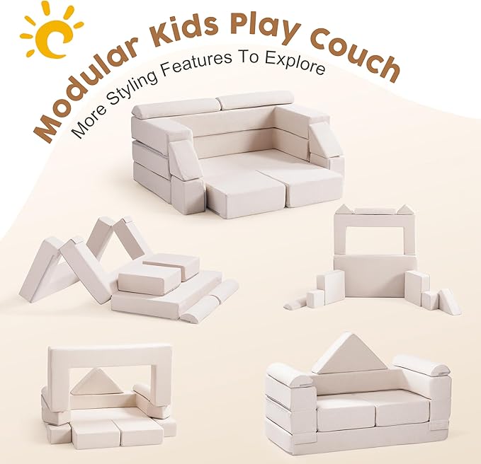 ROBOTIME Modular Play Couch for Kids, Convertible Toddler Sofa - Image 5
