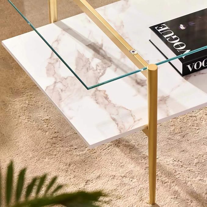 Shrine Rectangle Coffee Table, Mid-Century Modern Design, 2-Tier Structure - Image 7