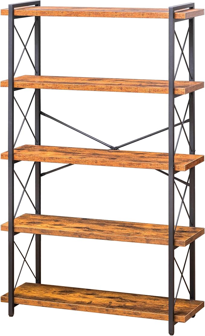 Bookshelf, 5 Tier Book Shelf, Industrial Tall Bookcase by BCLOUDNEST