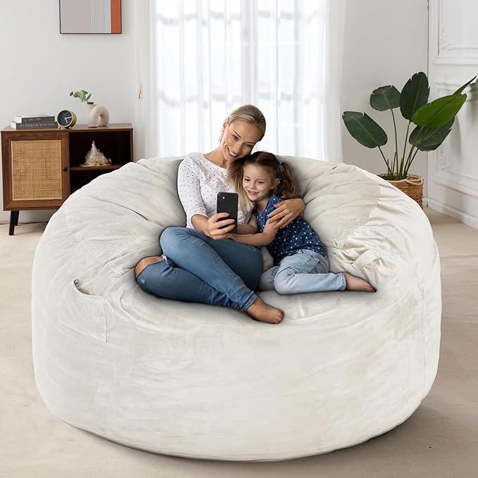 HABUTWAY Bean Bag Chair: Giant 4' Memory Foam Furniture Bean Bag Chairs - Image 4