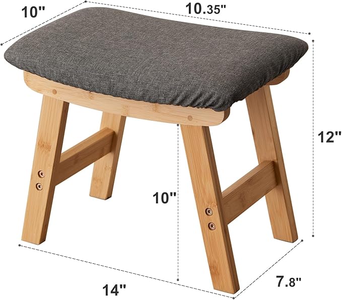 Foot Stool, Bamboo Small Sofa Foot Rest Under Desk, Extra Seating - Image 2