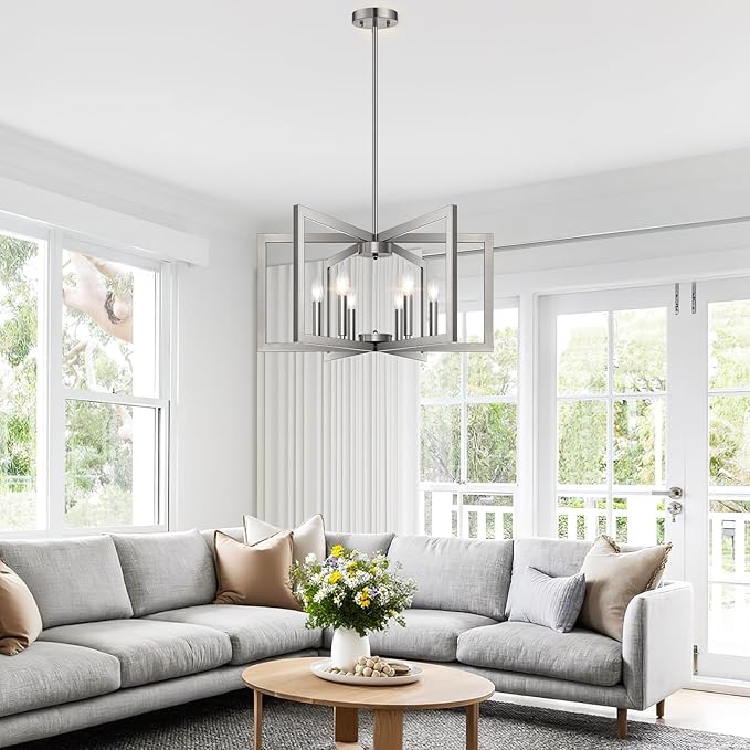 25" Modern Brushed Nickel Chandelier - Image 8