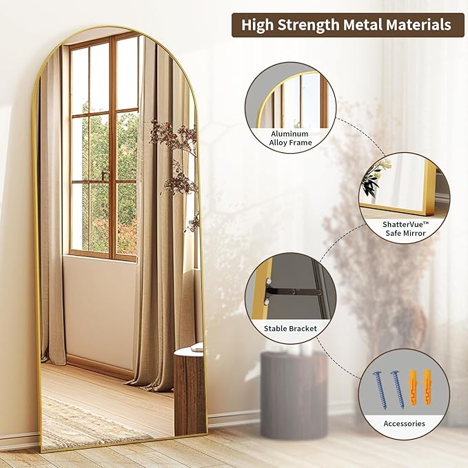 56" x21 Arched Full Length Mirror Floor Mirrors - Image 5