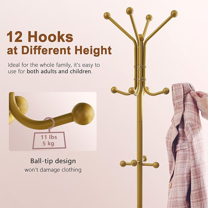 Hoctieon Coat Rack Freestanding, Coat Tree - Image 5