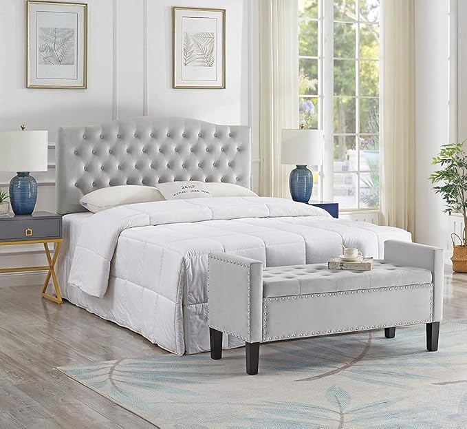 24KF Velvet Modern Upholstered Tufted Button Storage Bench - Image 7