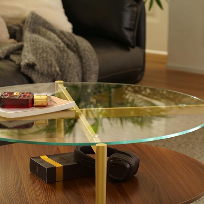 Saint Mossi BLEVIO Glass Round Coffee Table, Middle-Century Modern Style - Image 3