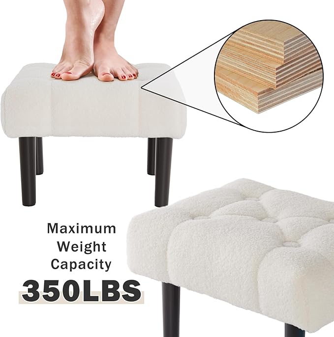 HOUCHICS Fur Padded Foot Stool, Small Ottoman - Image 5