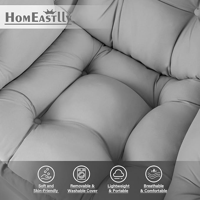 Lazy Chair with Ottoman, Large Modern Lounge Accent Chair with Armrests and - Image 7