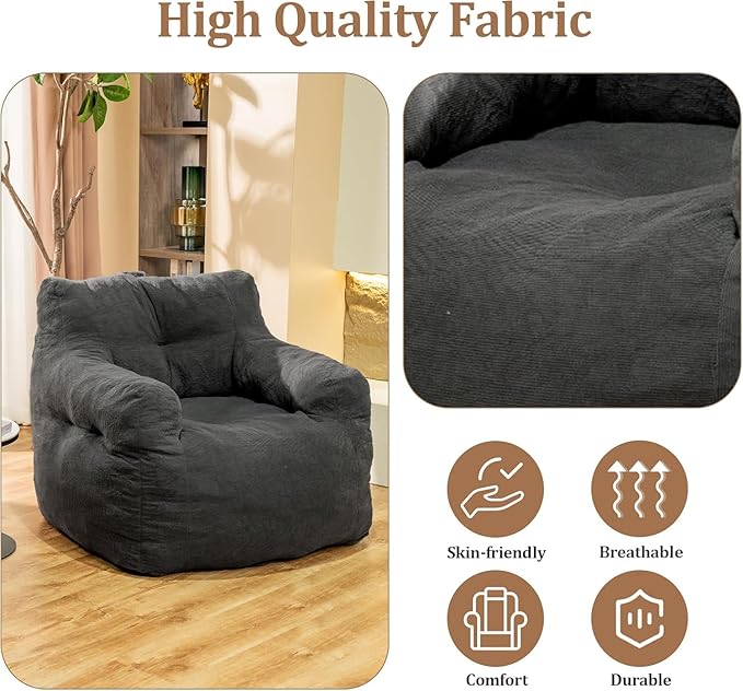 Bean Bag Chairs for Adults Ergonomic Support Reading Floor Sofa Chair - Image 6