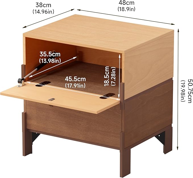 Sebastack Night Stand, Customizable 2 Drawers Bedside Table, End Table - Image 2
