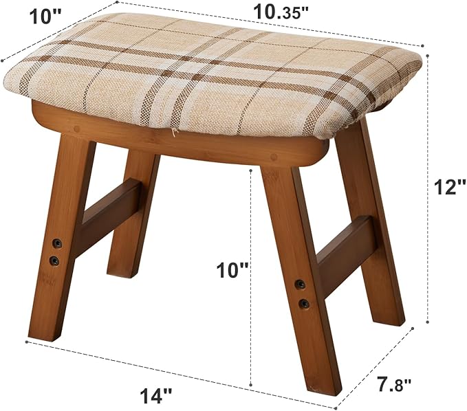 Foot Stool, Bamboo Small Sofa Foot Rest Under Desk, Extra Seating - Image 2