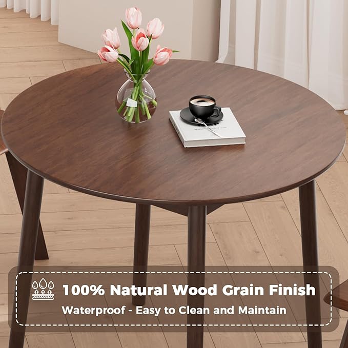 DELAVIN 31.5" Solid Wood Round Dining Table - Image 4