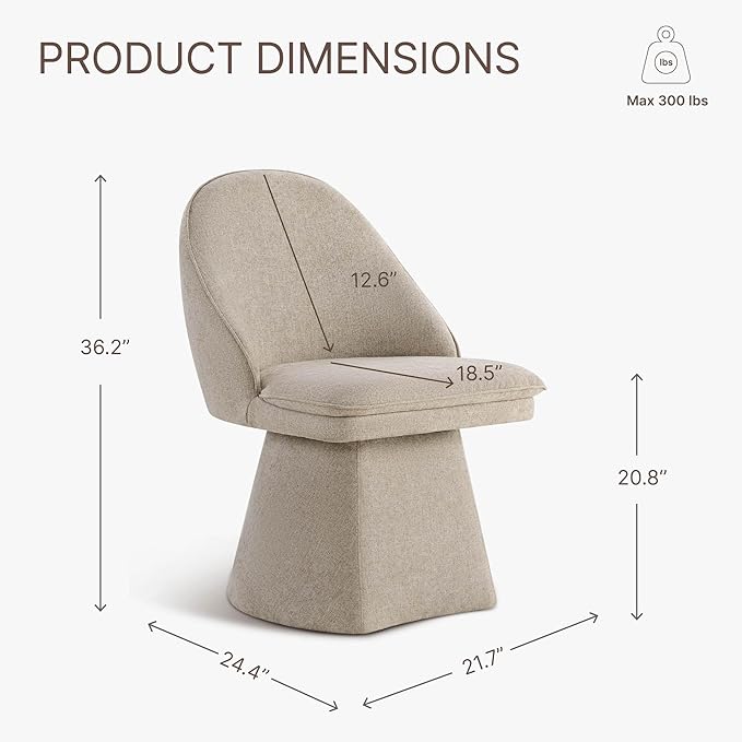 Swivel Dining Chairs Modern Desk Chair Upholstered Linen Fabric Side Chair - Image 3