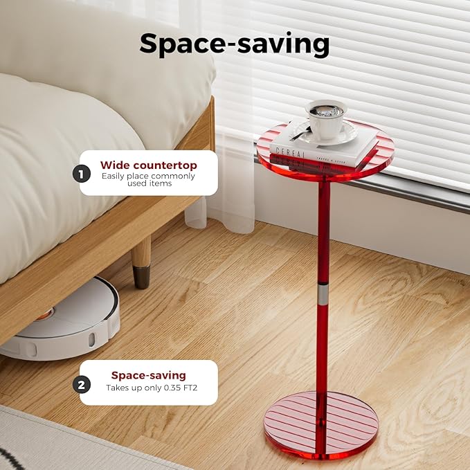 Acrylic Side Table for Small Spaces, Round End Table for Living Room, Easy - Image 4