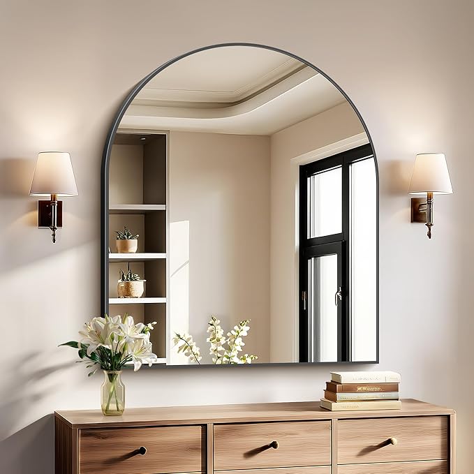 Black Arch Mirror, 30’’x36’’ Black Mirror by Welcometocofeny