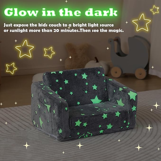 Kids Couch Fold Out, Foldable Toddler Couch - Image 4