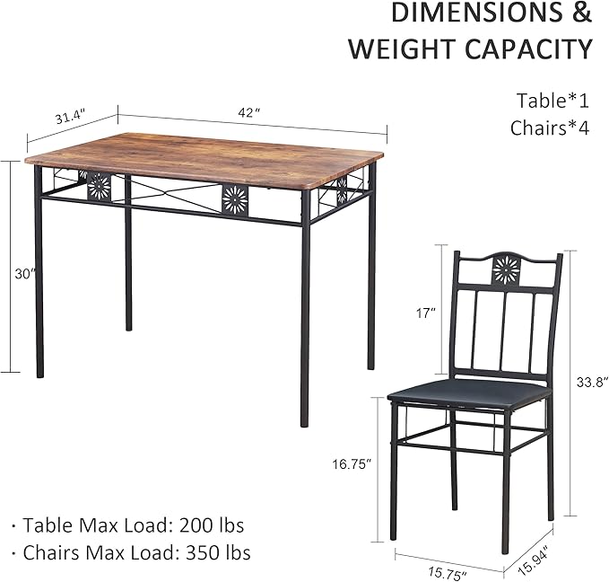 VECELO Kitchen Dining Room Table Sets - Image 6