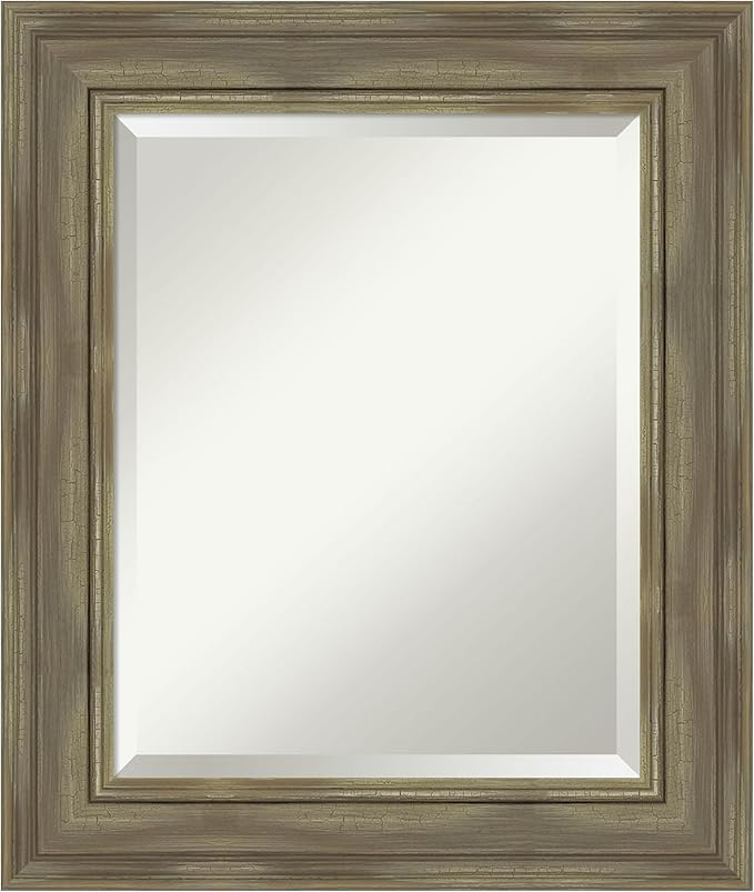 Amanti Art Grey Wall Mirror 26x22 Alexandria Greywash Rectangle Bathroom Mirror by AmantiArt