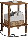 TUTOTAK End Table with Charging Station, Small Side Table with Outlets by WelcometotheTUTOTAKHome