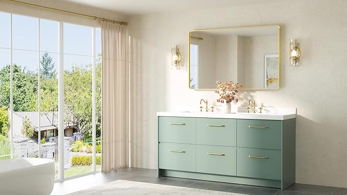 TETOTE Gold Framed Mirror 48 x 30 Vanity Mirrors - Image 8