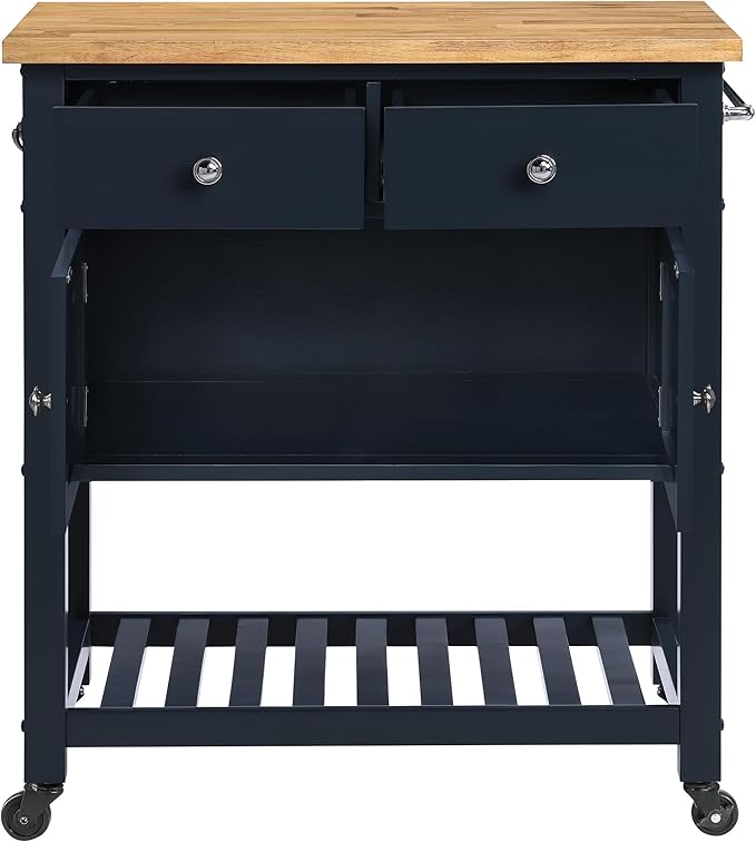 OSP Home Furnishings Stirling Farmhouse Kitchen Cart, Rolling Storage Cabinet - Image 7