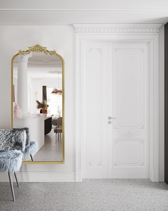 AIXI HOME Arched Gold Antique Full Length Mirror, Baroque Inspired Home Decor - Image 6