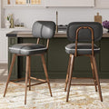 PU Leather Swivel Bar Stools Set of 2, Mid Century Counter Height Bar Chairs by Unknown