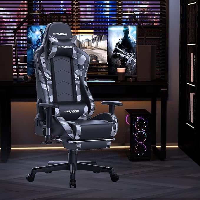 GTRACING Gaming Chair with Footrest Speakers Video Game Chair Bluetooth Music - Image 2
