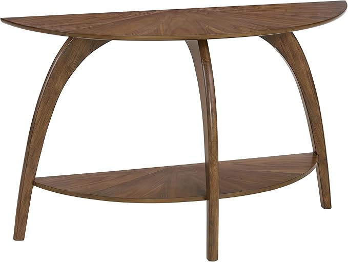 Martin Svensson Home LAX Walnut Brown 48-Inch Half-Moon Wood Sofa Console Table - Image 8