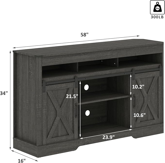 RoyalCraft Farmhouse TV Stand for 65+ Inch TV, Rustic Wood Media Console - Image 6
