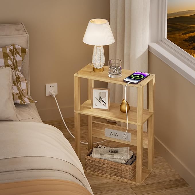 3-Tier Small Narrow Bamboo Side Table - Image 7