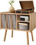 Record Player Stand with Vinyl Storage, Wooden Record Player Table with 5 by Montex