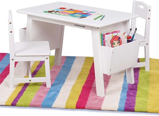 Kids Solid Wood Table and 2 Chair Set by KRAND