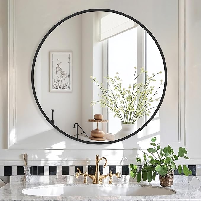 Black Frame Mirror, Bathroom Mirrors - Image 2