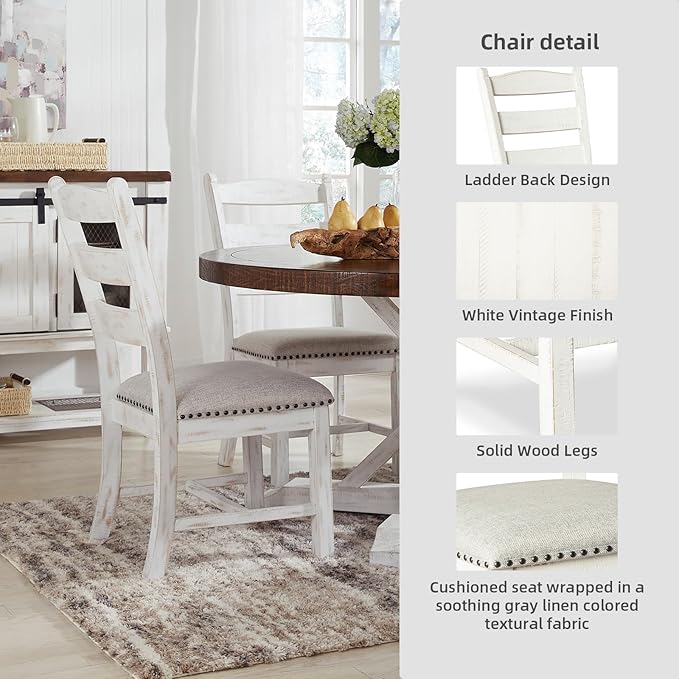Signature Design by Ashley Valebeck Vintage Farmhouse Cushioned Dining Chair - Image 4