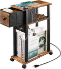 Side Table with Charging Station and Drawer, Narrow End Table with USB Ports by DGSANDGPuttheCustomerFirst