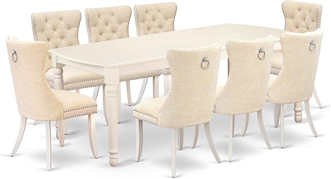 East West Furniture DODA9-LWH-32 9 Piece Kitchen Table Set Contains a Rectangle by EastWestFurniture