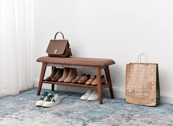 Shoe Entryway Bench, Bamboo Shoe Rack Bench, Organizer - Image 2