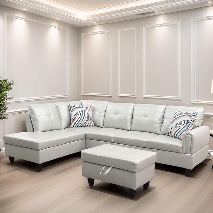 L Shaped Sectional Couches, Leather Couch Modular Sectional Sofa - Image 3