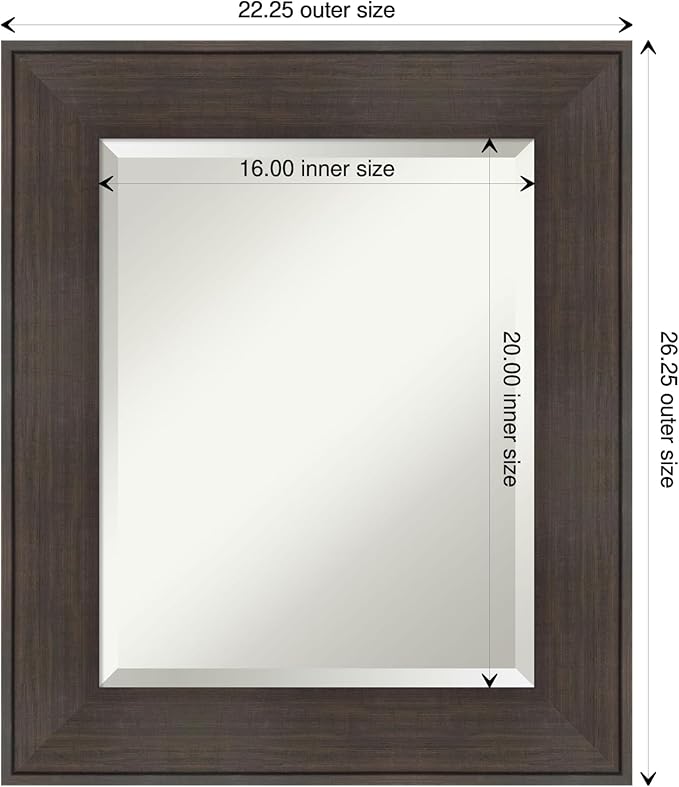 Amanti Art Brown Wall Mirror 26x22 William Rustic Woodgrain Rectangle Bathroom - Image 4