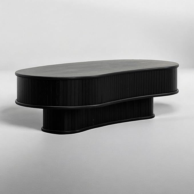 NTC Ripple DOU Coffee Table, Modern Wooden Double-Layer Center Table, Vertical by NTC