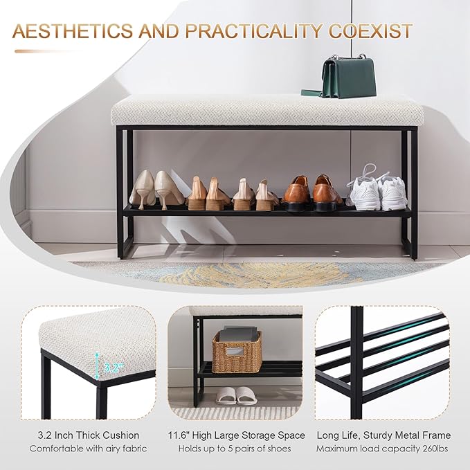 Zesthouse Upholstered Shoe Bench Entryway - Image 3