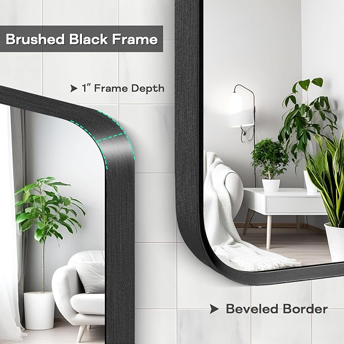Black Metal Framed Bathroom Mirror - Image 6