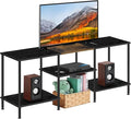 Small TV Stand with Power Outlet, Industrial TV Media Console with Storage by BTY