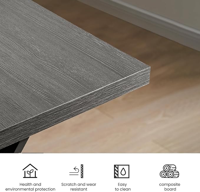 70.9Inch Office Desk, Executive Office Desk，Modern Industrial Style, Z-Shaped - Image 6