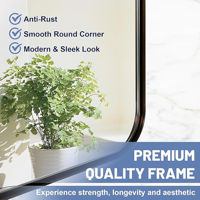 24x36 Inch Brushed Bronze Bathroom Mirror - Image 4