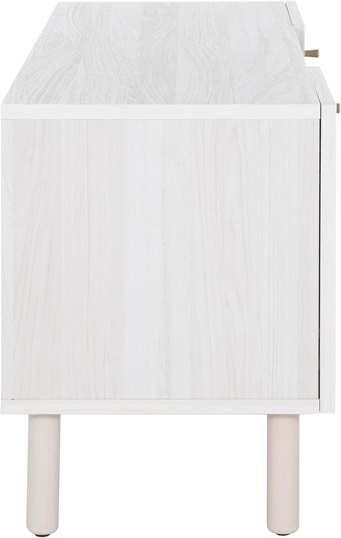 SAFAVIEH Home Collection Ophelia Bleached White/Natural Rattan 2-Door 2-Shelf - Image 6