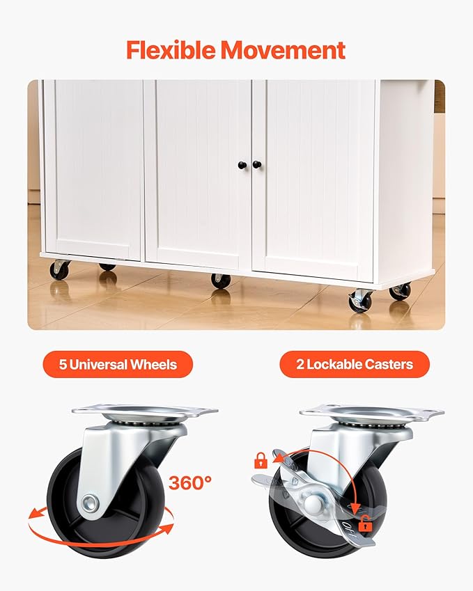 VEVOR Kitchen Island Cart with Storage, 60in Wide Mobile Kitchen Cart with - Image 7
