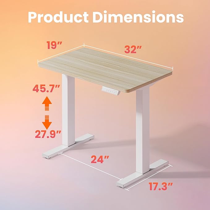 HUANUO 32" Small Electric Standing Desk Adjustable Height, 4 Memory Height - Image 2