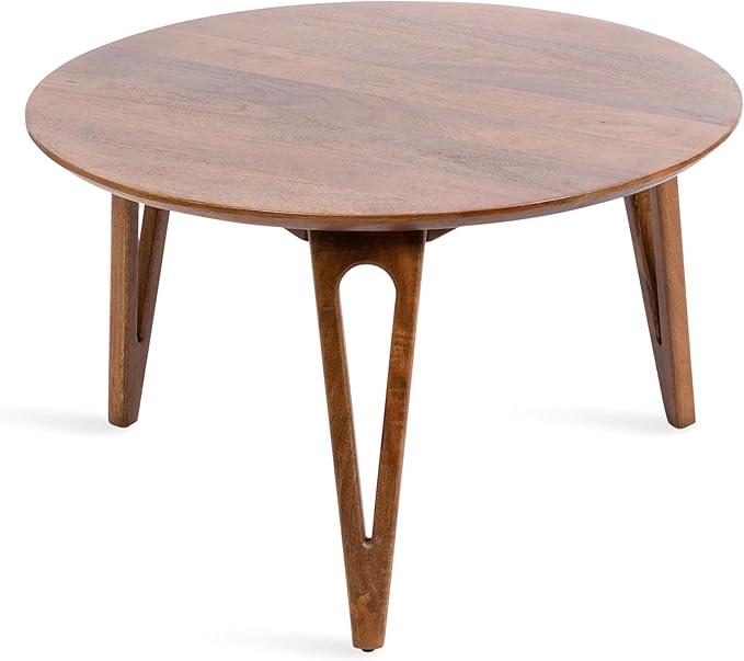 Kate and Laurel Kershaw Mid-Century Modern Round Coffee Table, Walnut Brown - Image 8